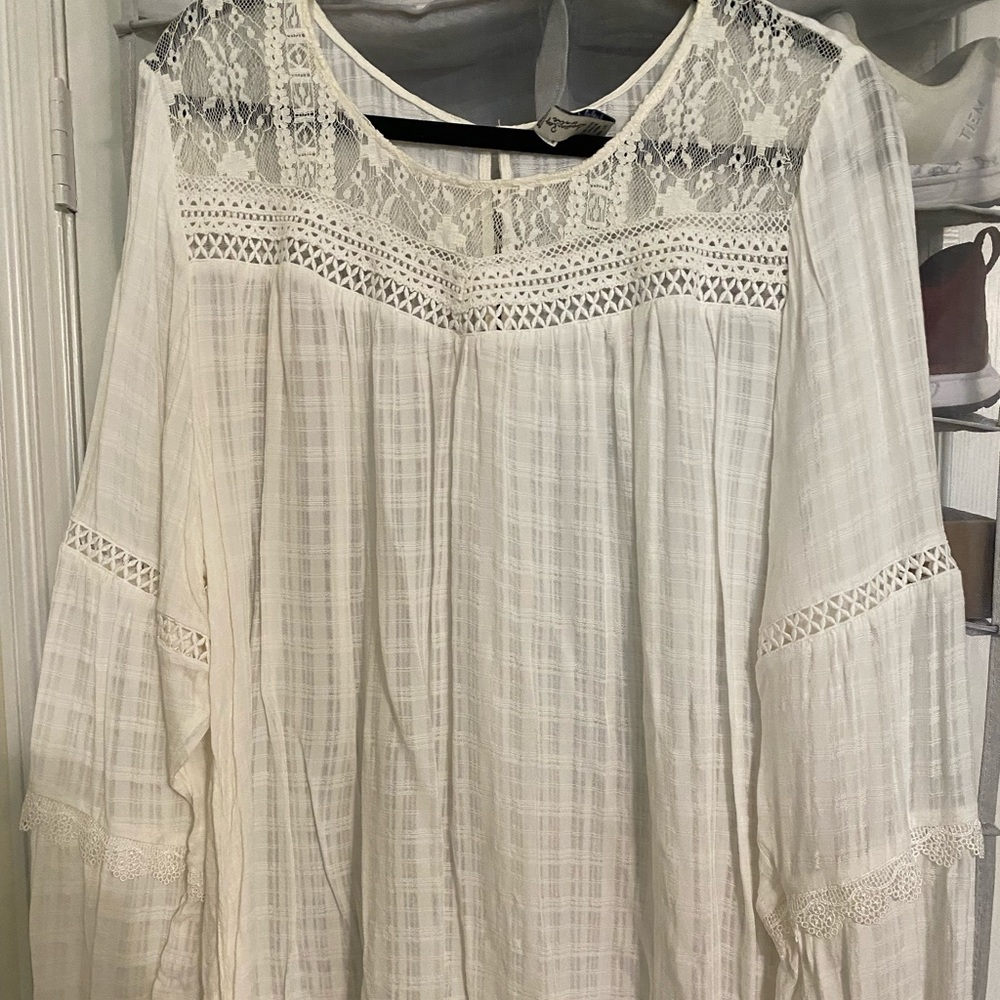 White sheer lace shirt